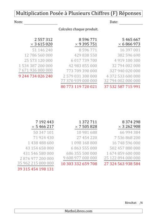 Multiplication d'un Nombre à 7 Chiffres par un Nombre à 7 Chiffres avec une Espace comme Séparateur de Milliers (F) page 2