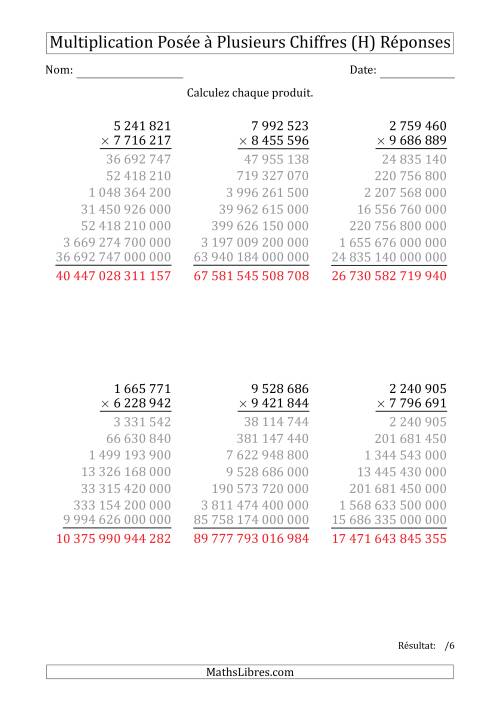 Multiplication d'un Nombre à 7 Chiffres par un Nombre à 7 Chiffres avec une Espace comme Séparateur de Milliers (H) page 2