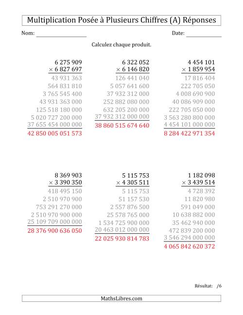 Multiplication d'un Nombre à 7 Chiffres par un Nombre à 7 Chiffres avec une Espace comme Séparateur de Milliers (A) page 2