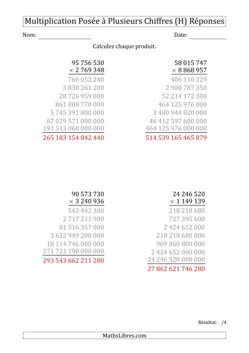 Multiplication d'un Nombre à 8 Chiffres par un Nombre à 7 Chiffres avec une Espace comme Séparateur de Milliers (H) page 2