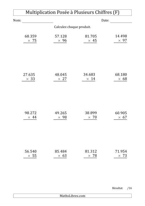 Multiplication d'un Nombre à 5 Chiffres par un Nombre à 2 Chiffres avec un Point comme Séparateur de Milliers (F)
