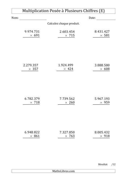Multiplication d'un Nombre à 7 Chiffres par un Nombre à 3 Chiffres avec un Point comme Séparateur de Milliers (E)