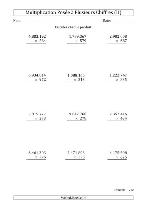 Multiplication d'un Nombre à 7 Chiffres par un Nombre à 3 Chiffres avec un Point comme Séparateur de Milliers (H)