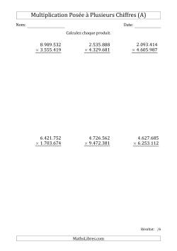 Multiplication d'un Nombre à 7 Chiffres par un Nombre à 7 Chiffres avec un Point comme Séparateur de Milliers