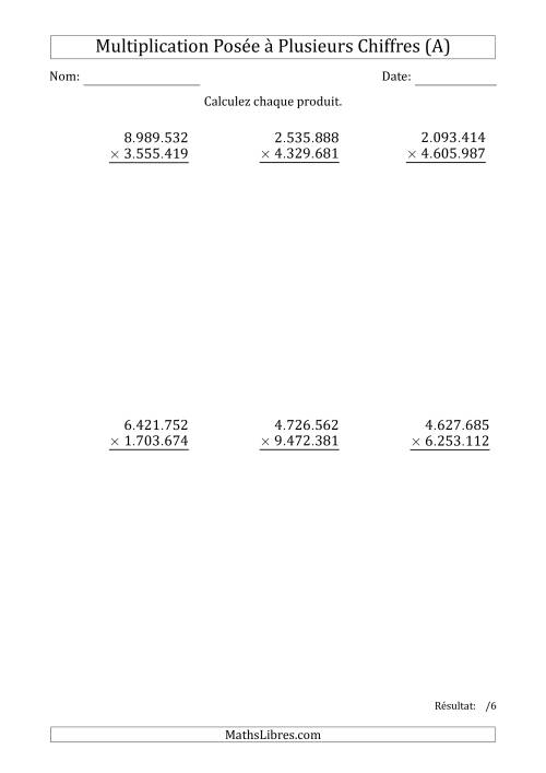 Multiplication d'un Nombre à 7 Chiffres par un Nombre à 7 Chiffres avec un Point comme Séparateur de Milliers (A)