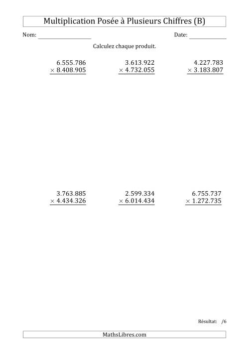 Multiplication d'un Nombre à 7 Chiffres par un Nombre à 7 Chiffres avec un Point comme Séparateur de Milliers (B)