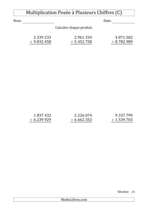 Multiplication d'un Nombre à 7 Chiffres par un Nombre à 7 Chiffres avec un Point comme Séparateur de Milliers (C)