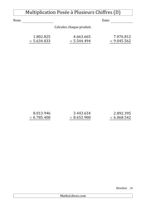 Multiplication d'un Nombre à 7 Chiffres par un Nombre à 7 Chiffres avec un Point comme Séparateur de Milliers (D)