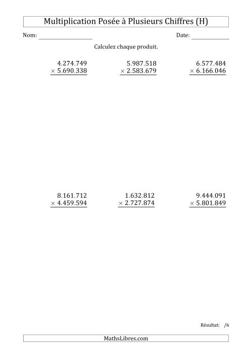 Multiplication d'un Nombre à 7 Chiffres par un Nombre à 7 Chiffres avec un Point comme Séparateur de Milliers (H)