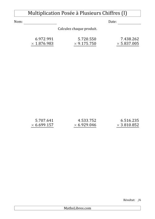 Multiplication d'un Nombre à 7 Chiffres par un Nombre à 7 Chiffres avec un Point comme Séparateur de Milliers (I)