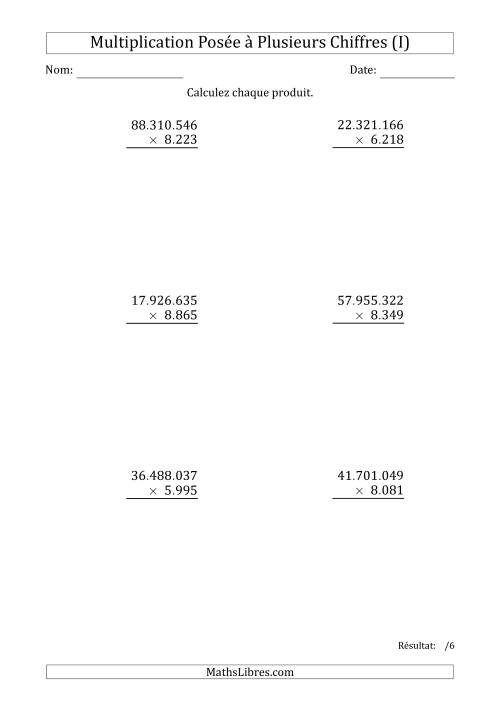 Multiplication d'un Nombre à 8 Chiffres par un Nombre à 4 Chiffres avec un Point comme Séparateur de Milliers (I)