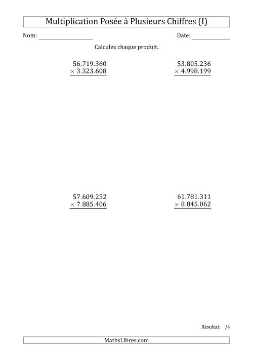 Multiplication d'un Nombre à 8 Chiffres par un Nombre à 7 Chiffres avec un Point comme Séparateur de Milliers (I)