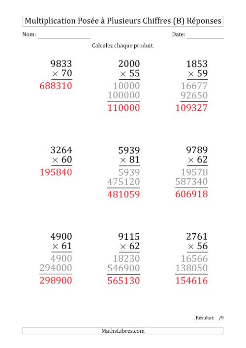 Multiplication d'un Nombre à 4 Chiffres par un Nombre à 2 Chiffres (Gros Caractère) (B) page 2