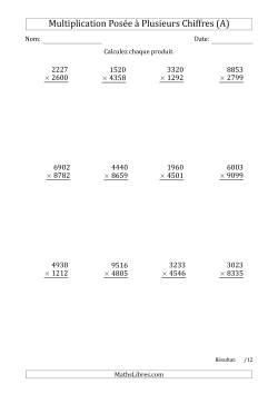 Multiplication d'un Nombre à 4 Chiffres par un Nombre à 4 Chiffres