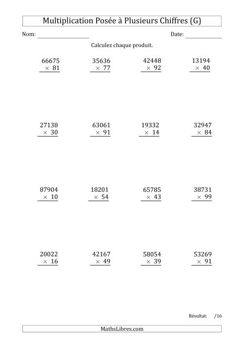 Multiplication d'un Nombre à 5 Chiffres par un Nombre à 2 Chiffres (G)