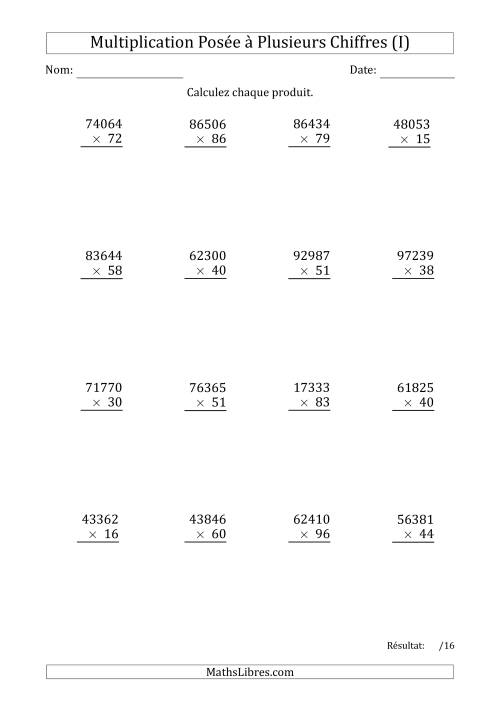 Multiplication d'un Nombre à 5 Chiffres par un Nombre à 2 Chiffres (I)