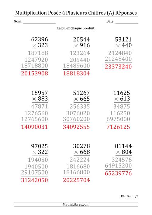 Multiplication d'un Nombre à 5 Chiffres par un Nombre à 3 Chiffres (Gros Caractère) (A) page 2