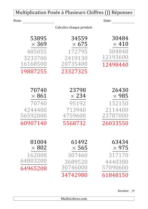 Multiplication d'un Nombre à 5 Chiffres par un Nombre à 3 Chiffres (Gros Caractère) (J) page 2