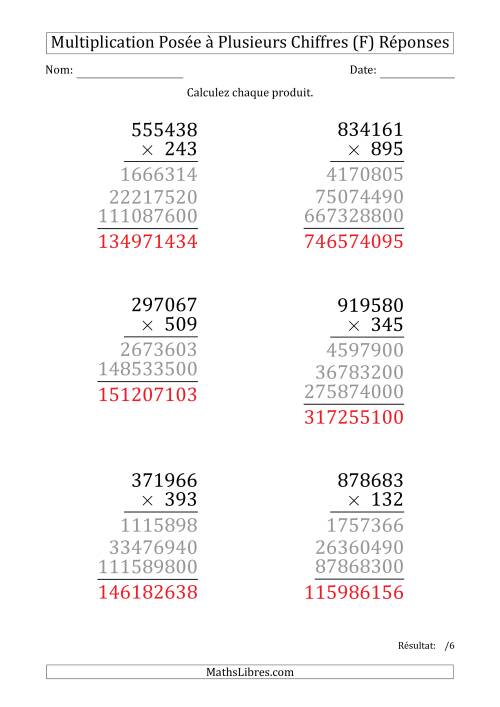 Multiplication d'un Nombre à 6 Chiffres par un Nombre à 3 Chiffres (Gros Caractère) (F) page 2