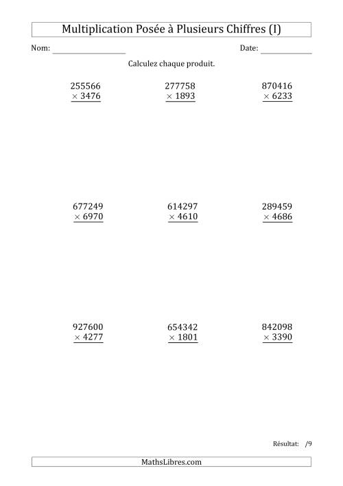 Multiplication d'un Nombre à 6 Chiffres par un Nombre à 4 Chiffres (I)