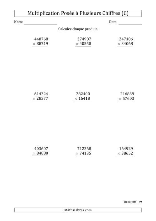 Multiplication d'un Nombre à 6 Chiffres par un Nombre à 5 Chiffres (C)