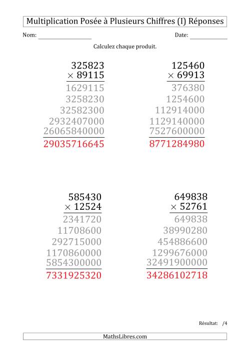 Multiplication d'un Nombre à 6 Chiffres par un Nombre à 5 Chiffres (Gros Caractère) (I) page 2