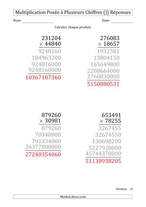 Multiplication d'un Nombre à 6 Chiffres par un Nombre à 5 Chiffres (Gros Caractère) (J) page 2
