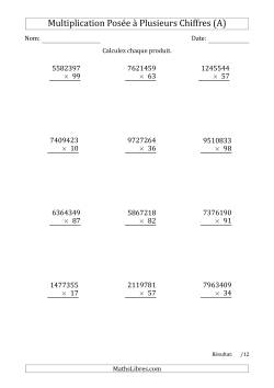 Multiplication d'un Nombre à 7 Chiffres par un Nombre à 2 Chiffres