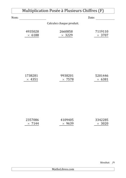 Multiplication d'un Nombre à 7 Chiffres par un Nombre à 4 Chiffres (F)