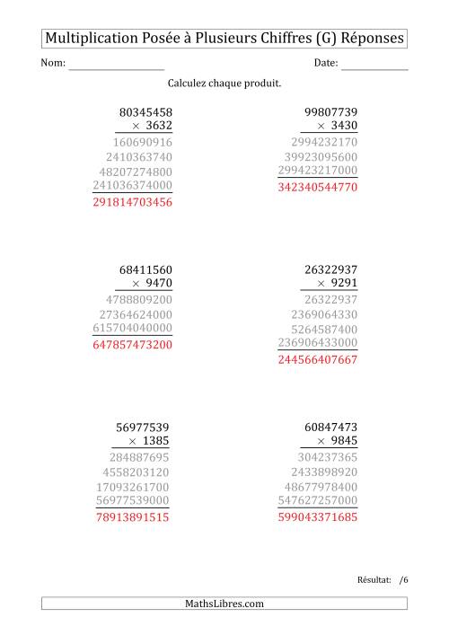 Multiplication d'un Nombre à 8 Chiffres par un Nombre à 4 Chiffres (G) page 2