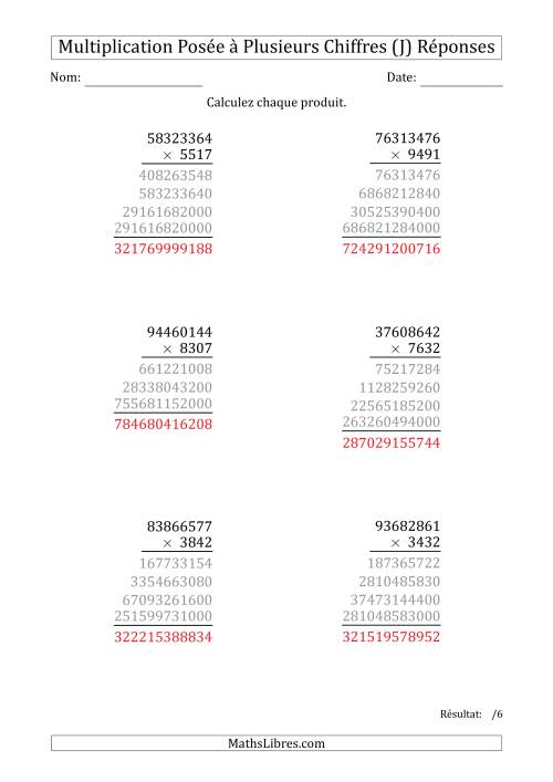 Multiplication d'un Nombre à 8 Chiffres par un Nombre à 4 Chiffres (J) page 2