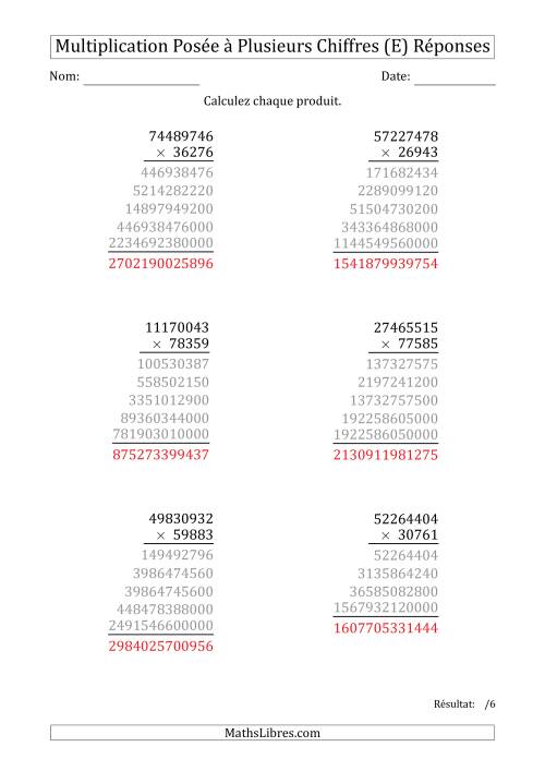 Multiplication d'un Nombre à 8 Chiffres par un Nombre à 5 Chiffres (E) page 2