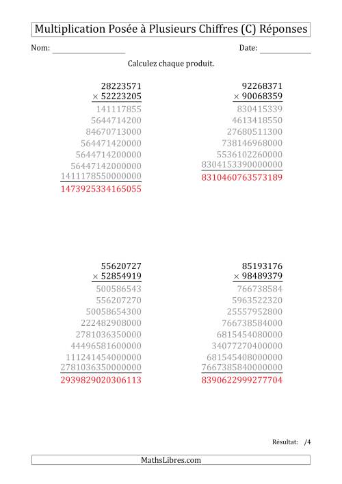 Multiplication d'un Nombre à 8 Chiffres par un Nombre à 8 Chiffres (C) page 2