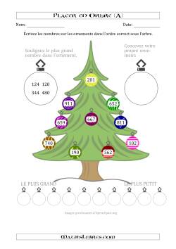 Placer en Ordre des Nombres Compris Entre 100 et 999 sur un Arbre de Noël