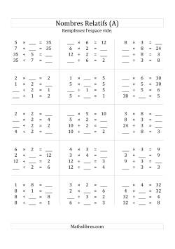 Multiplication & la Division des Nombres Relatifs Jusqu'à 64