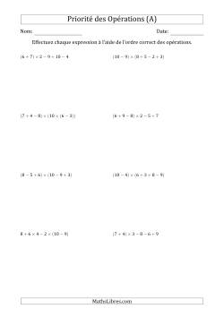 Priorité des Opérations sur les Nombres Entiers Naturels à Cinq Étapes (Addition, Soustraction  Multiplication)