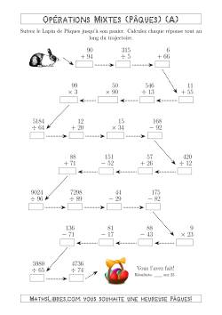 Suivre le Chemin du Lapin de Pâques avec des Opérations Mixtes à Deux Chiffres