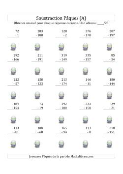 Soustraction de Pâques (Différence Variant Jusqu'à 198)