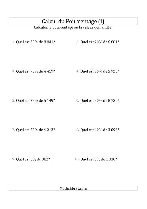 Calcul de la Valeur en Pourcentage des Nombres Décimaux et des Pourcentages Multiples de 5 (I)