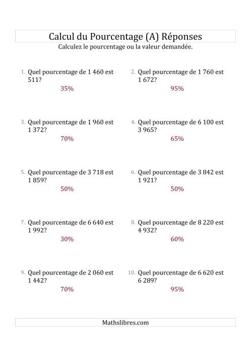 Calcul du Taux de Pourcentage des Nombres Entiers et des Pourcentages Multiples de 5 (A) page 2