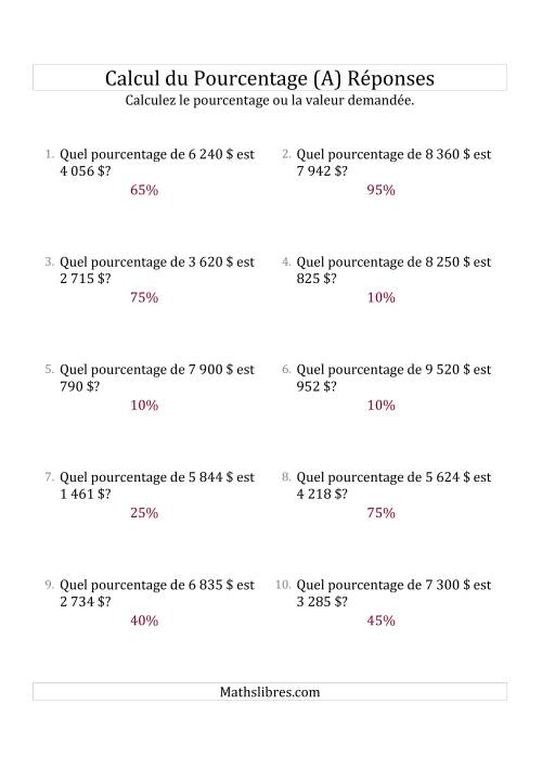 Calcul du Taux de Pourcentage des Nombres Entiers et des Pourcentages Multiples de 5 (Sommes en Dollars) (A) page 2