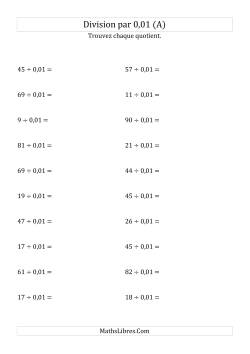 Division de nombres entiers par 0,01