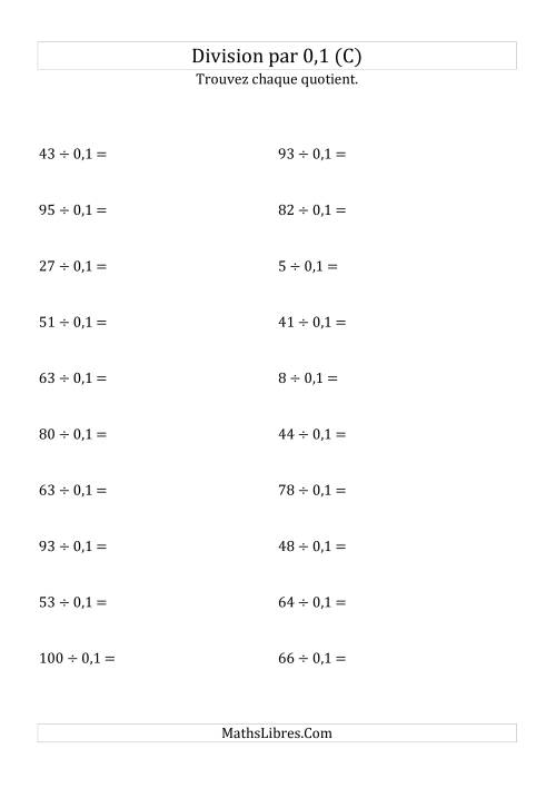 Division de nombres entiers par 0,1 (C)