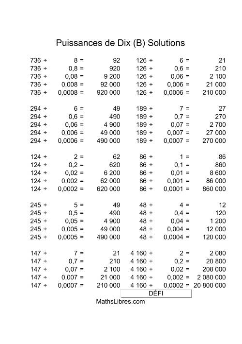 Nombres deux-chiffres divisés par multiples de puissances négatives de dix (B) page 2