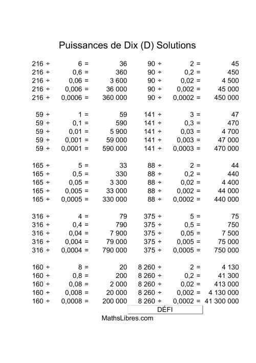 Nombres deux-chiffres divisés par multiples de puissances négatives de dix (D) page 2