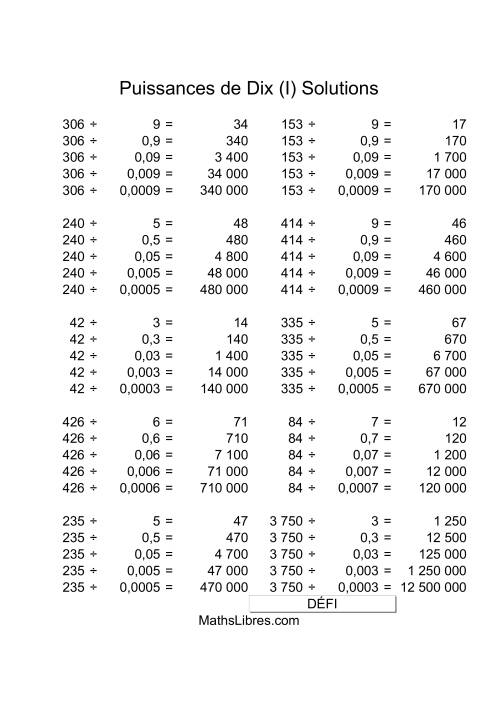 Nombres deux-chiffres divisés par multiples de puissances négatives de dix (I) page 2