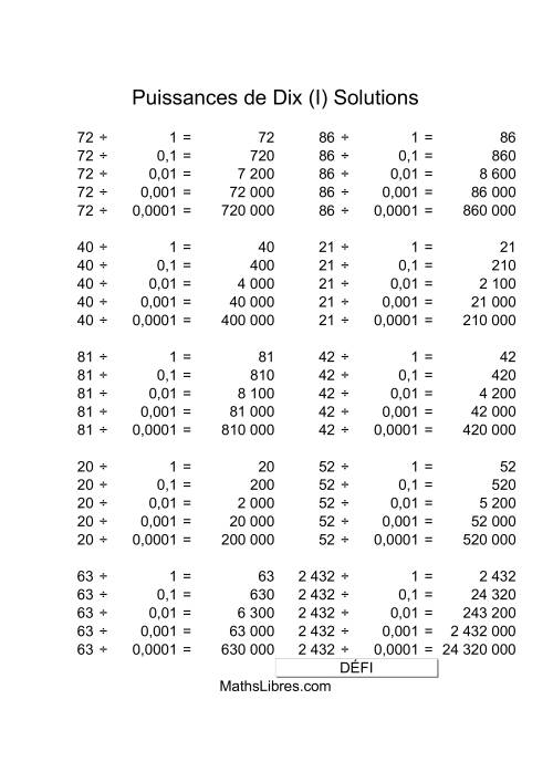 Nombres deux-chiffres divisés par puissances négatives de dix (I) page 2