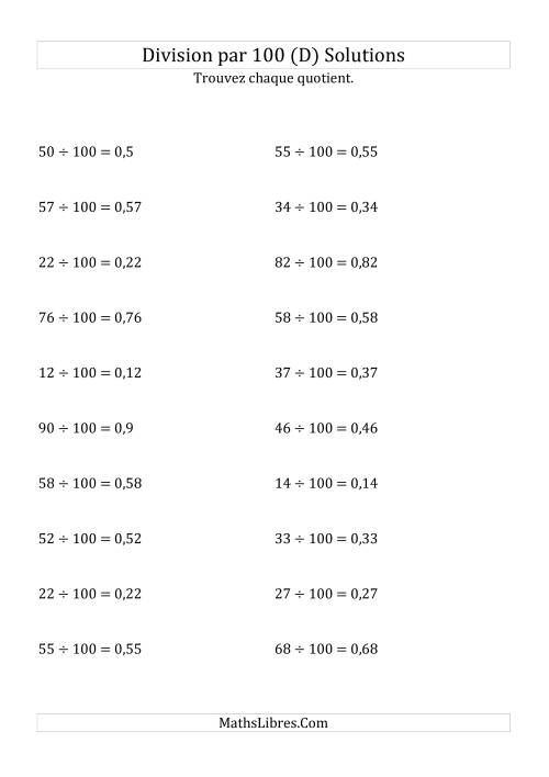 Division de nombres entiers par 100 (D) page 2