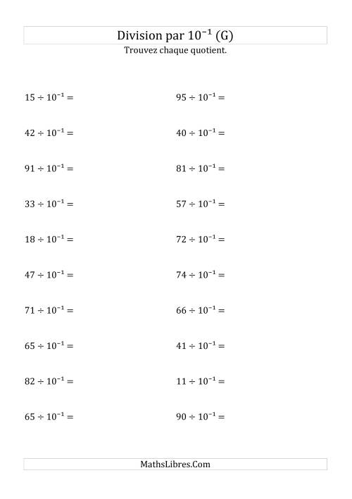 Division de nombres entiers par 10⁻¹ (G)