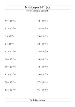 Division de nombres entiers par 10⁻²